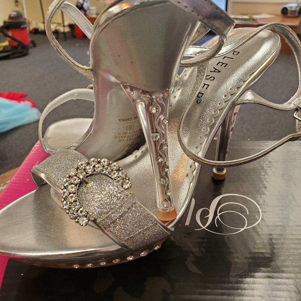 Silver rhinestone shoes